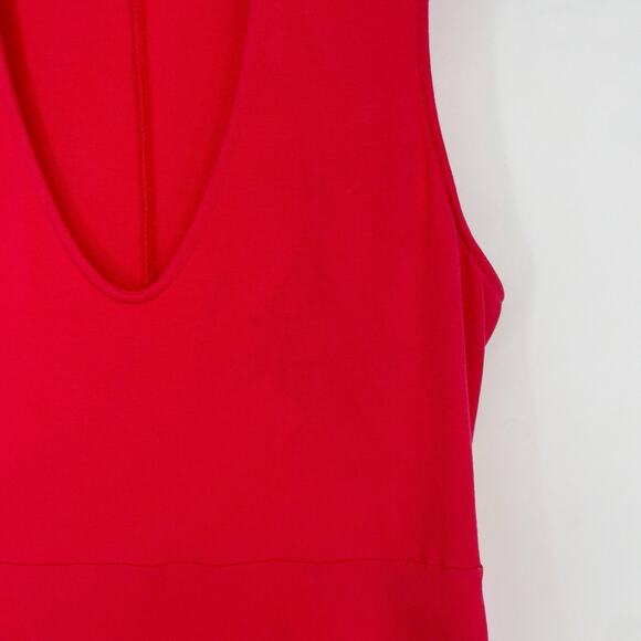 Express Dress Womens Small Red Keyhole Cutout Stretch Sleeveless Fit & Flare - Picture 7 of 7